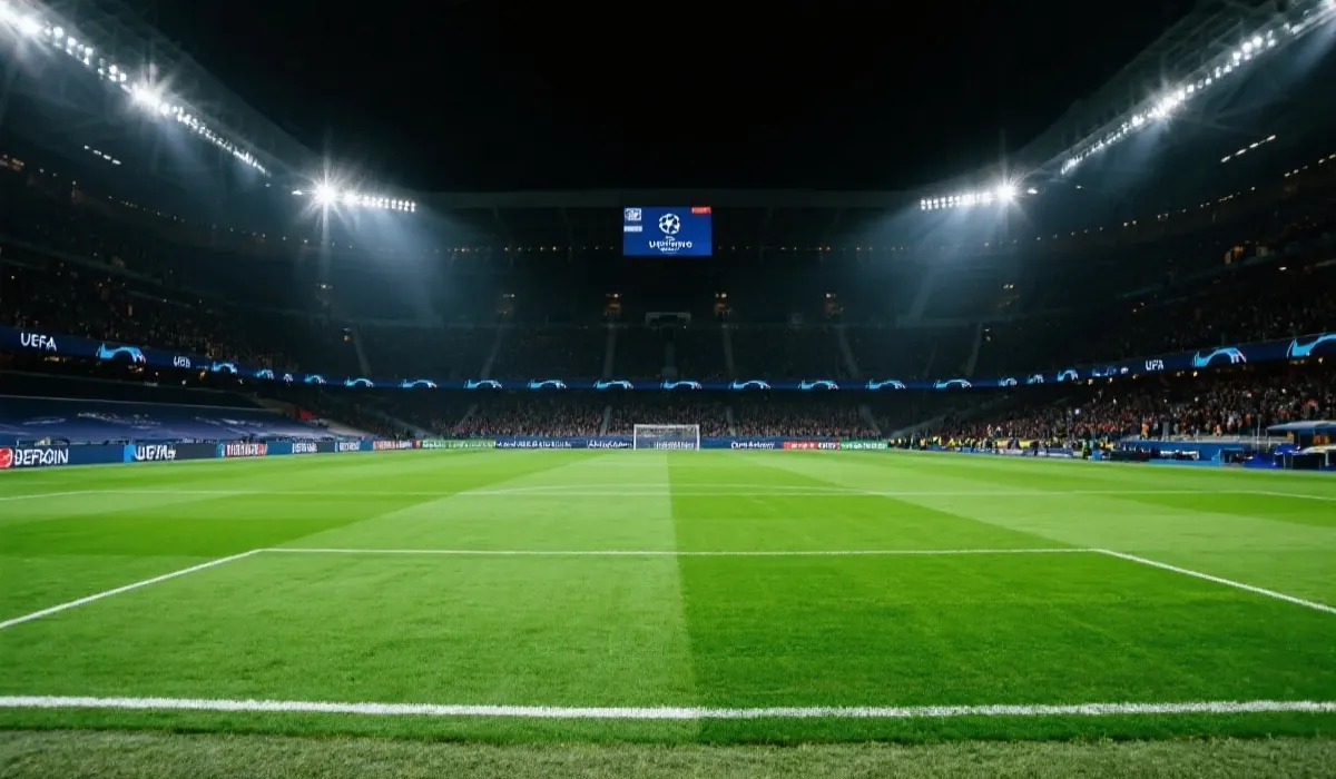 欧冠夜现场氛围图